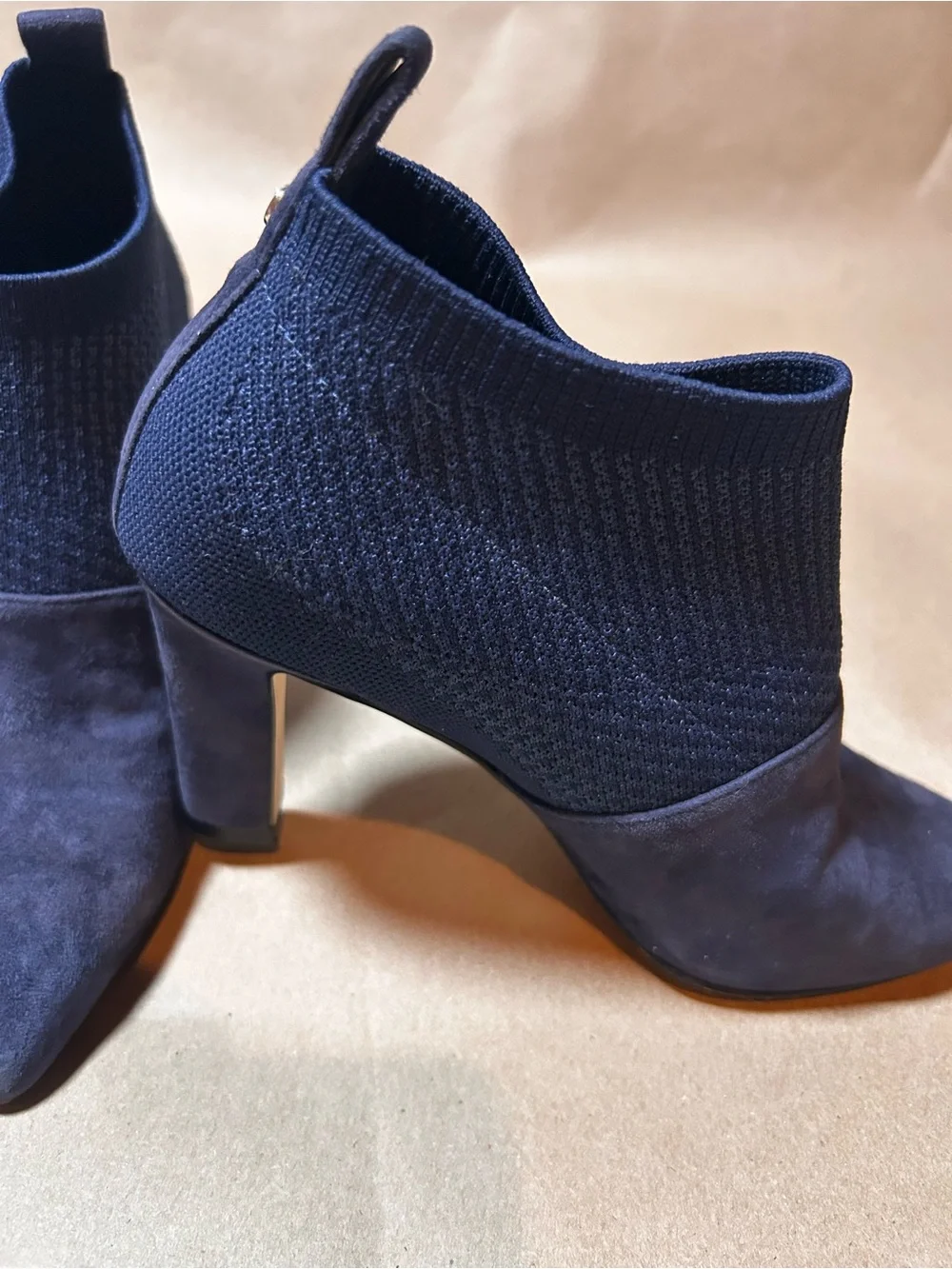 Cole Haan Navy Blue Womens Bootie Sz 5B Pull On Suede Ankle Boots